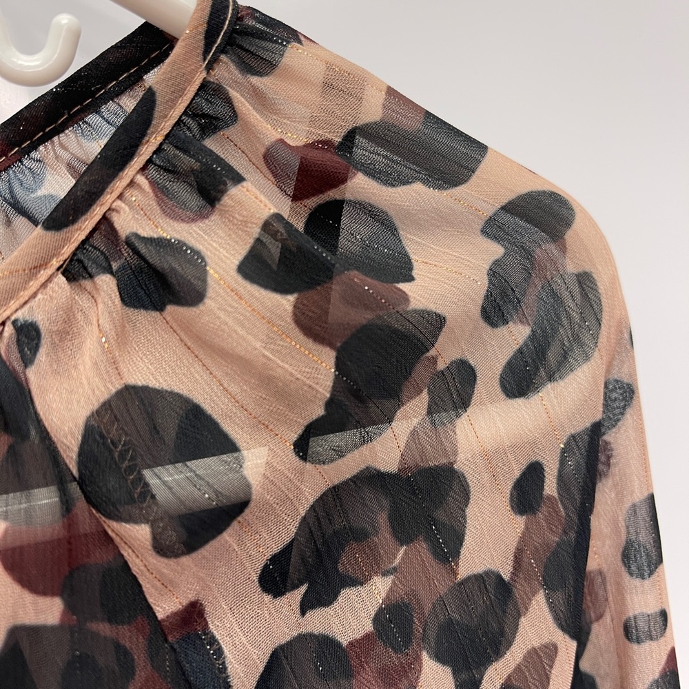 NYDJ Animal Print Pleated Henley‎ Blouse Popover 2X - Picture 6 of 13
